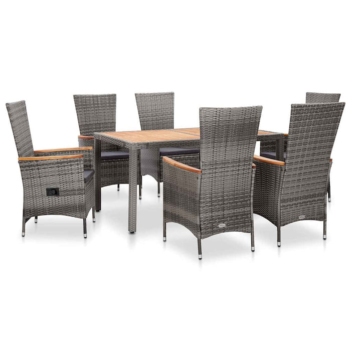 Set mobilier de exterior cu perne, 7 piese, gri, poliratan WALTI