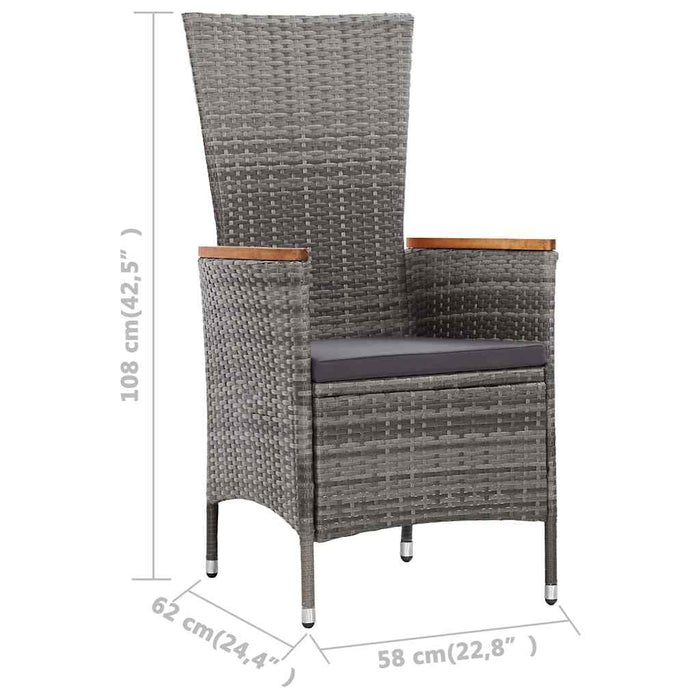 Set mobilier de exterior cu perne, 7 piese, gri, poliratan WALTI