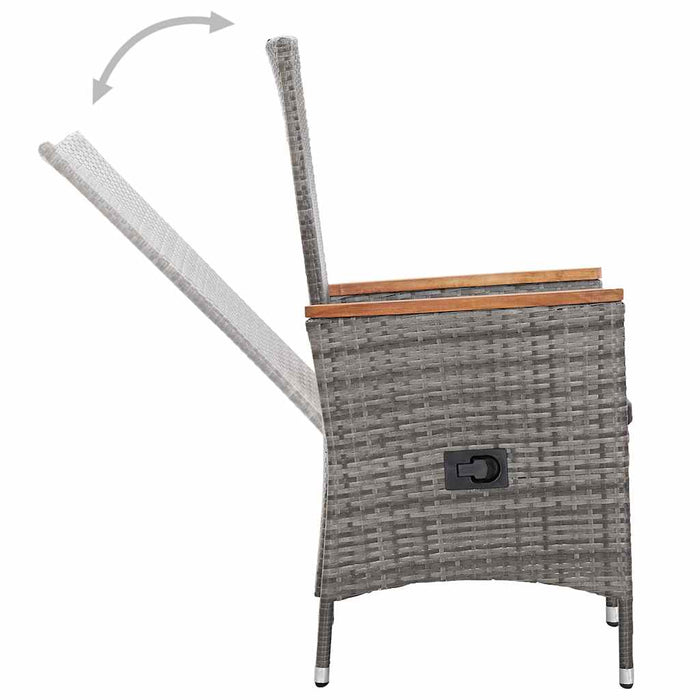 Set mobilier de exterior cu perne, 7 piese, gri, poliratan WALTI