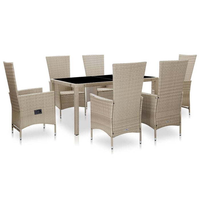 Set mobilier de exterior cu perne, 7 piese, bej, poliratan WALTI