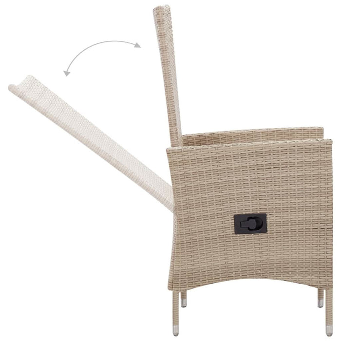 Set mobilier de exterior cu perne, 7 piese, bej, poliratan WALTI
