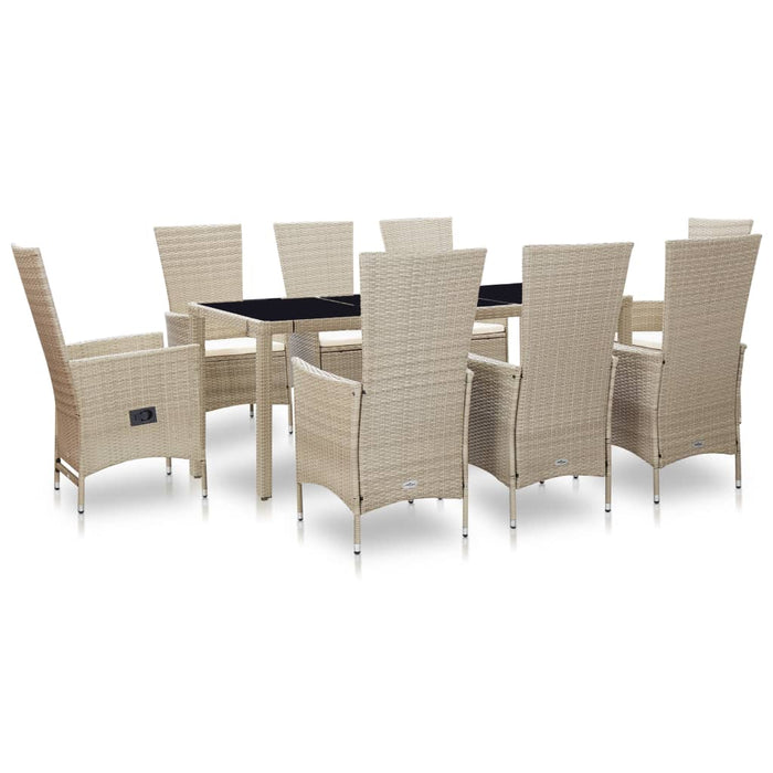 Set mobilier de exterior cu perne, 9 piese, bej, poliratan - WALTI WALTI