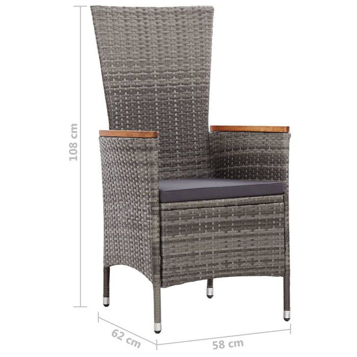 Set mobilier de exterior cu perne, 9 piese, gri, poliratan - WALTI WALTI
