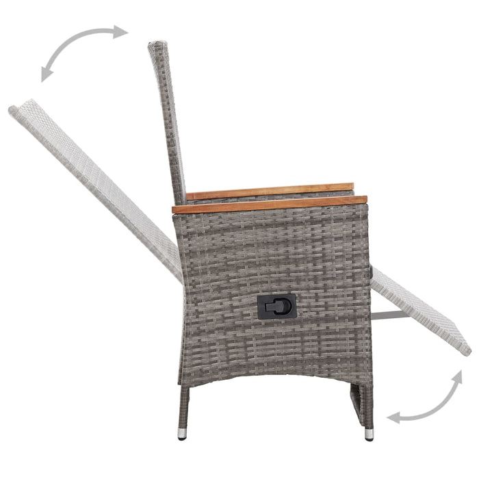 Set mobilier de exterior cu perne, 9 piese, gri, poliratan - WALTI WALTI