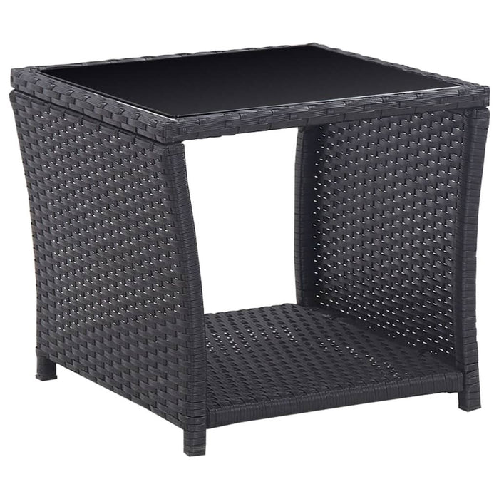Set mobilier de bistro cu perne, 3 piese, negru, poliratan - WALTI WALTI