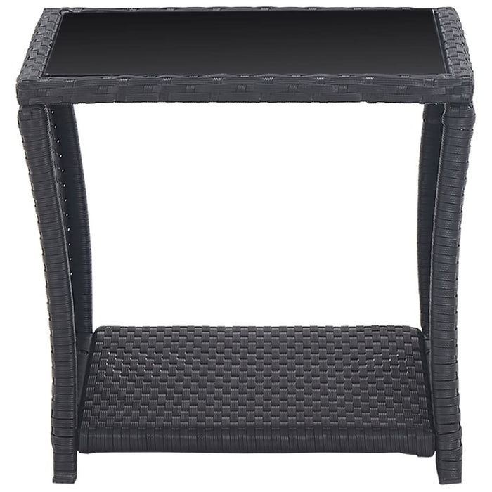 Set mobilier de bistro cu perne, 3 piese, negru, poliratan - WALTI WALTI
