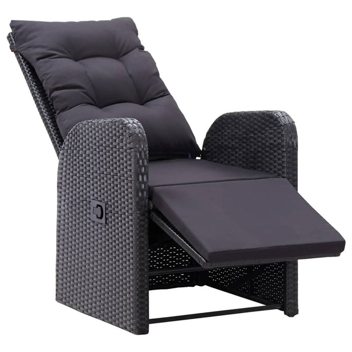 Set mobilier de bistro cu perne, 3 piese, negru, poliratan - WALTI WALTI