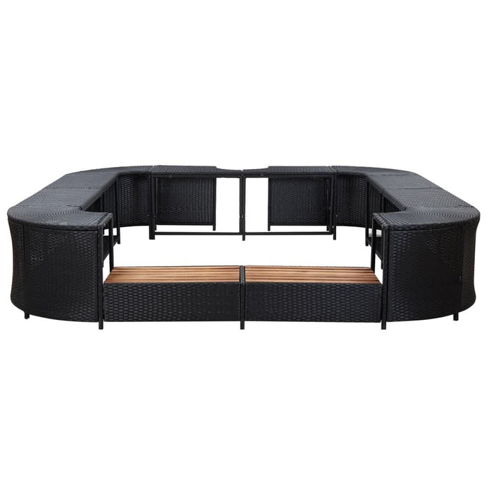 Mobilier împrejmuire spa negru 268x268x55 cm poliratan pătrat - WALTI WALTI