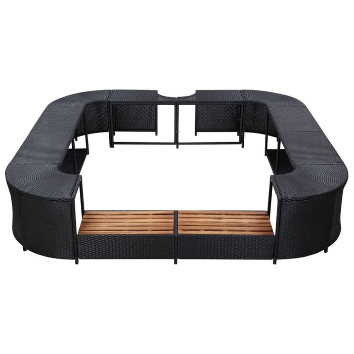 Mobilier împrejmuire spa negru 268x268x55 cm poliratan pătrat - WALTI WALTI