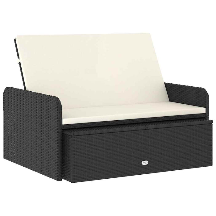 Set mobilier de grădină cu perne, 2 piese, negru, poliratan - WALTI WALTI