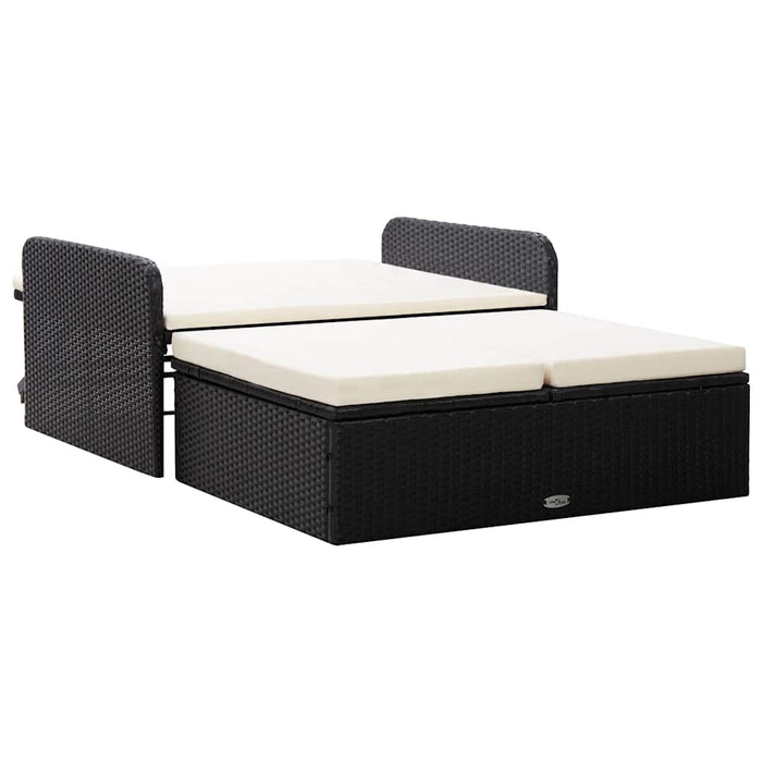 Set mobilier de grădină cu perne, 2 piese, negru, poliratan - WALTI WALTI
