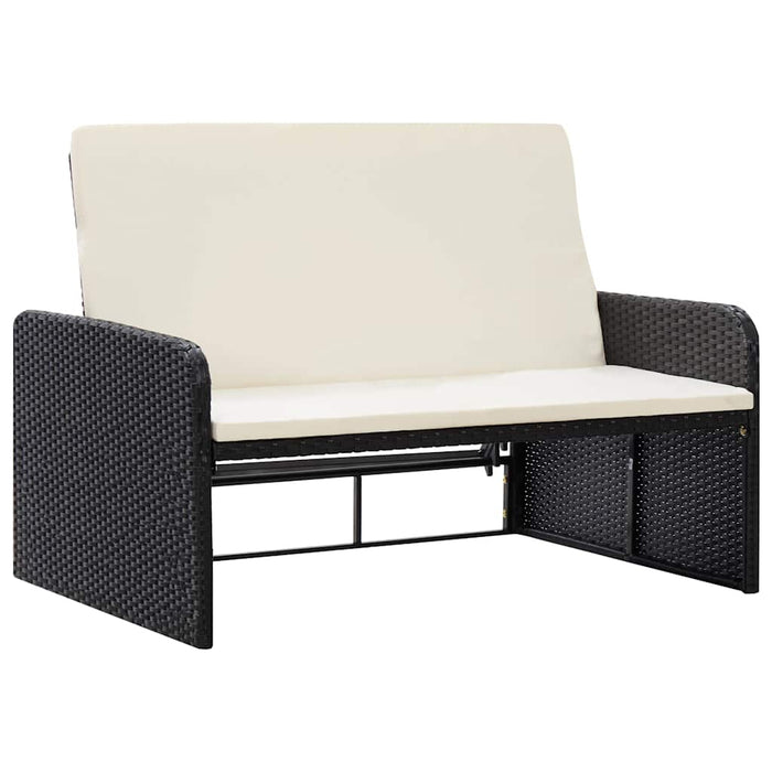 Set mobilier de grădină cu perne, 2 piese, negru, poliratan - WALTI WALTI