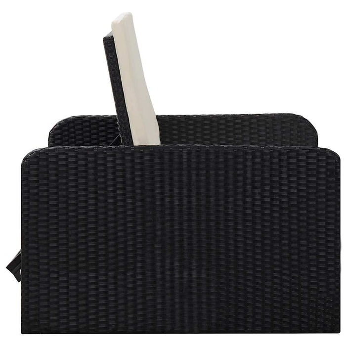 Set mobilier de grădină cu perne, 2 piese, negru, poliratan - WALTI WALTI
