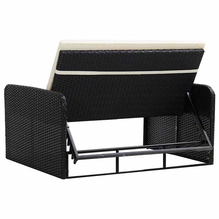 Set mobilier de grădină cu perne, 2 piese, negru, poliratan - WALTI WALTI
