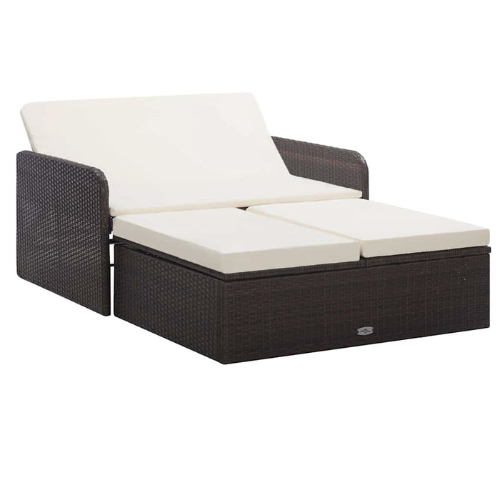 Set mobilier de grădină cu perne, 2 piese, maro, poliratan - WALTI WALTI