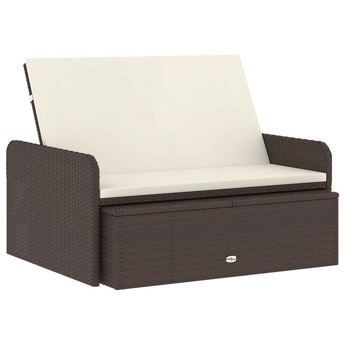 Set mobilier de grădină cu perne, 2 piese, maro, poliratan - WALTI WALTI