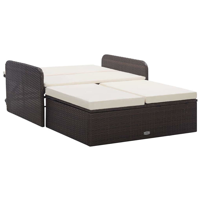 Set mobilier de grădină cu perne, 2 piese, maro, poliratan - WALTI WALTI