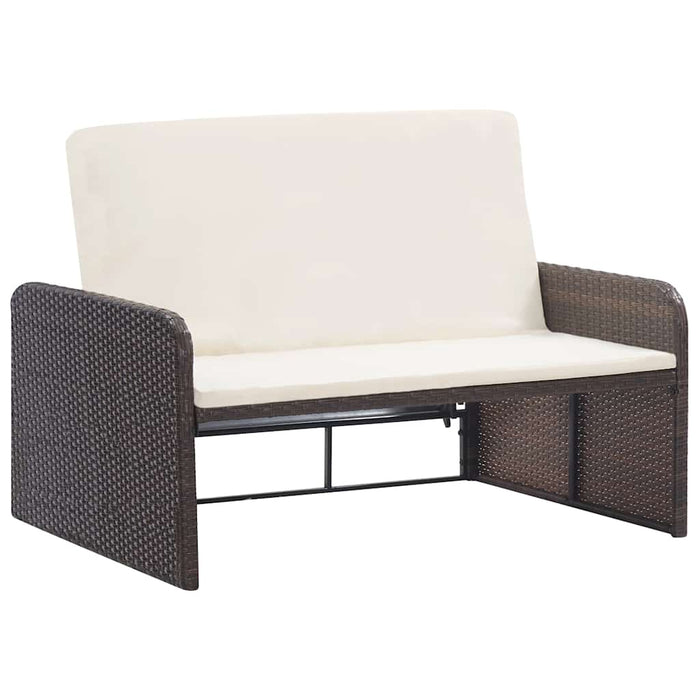 Set mobilier de grădină cu perne, 2 piese, maro, poliratan - WALTI WALTI