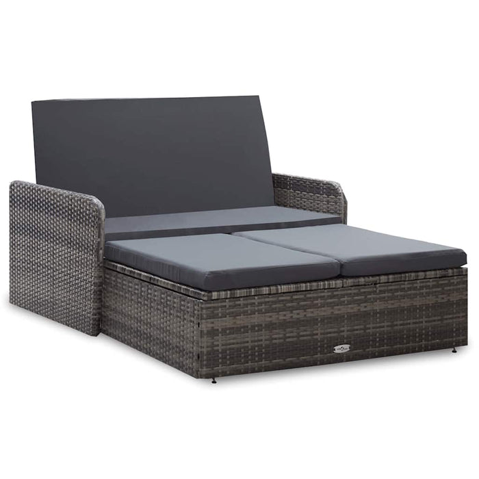 Set mobilier de grădină cu perne, 2 piese, gri, poliratan - WALTI WALTI