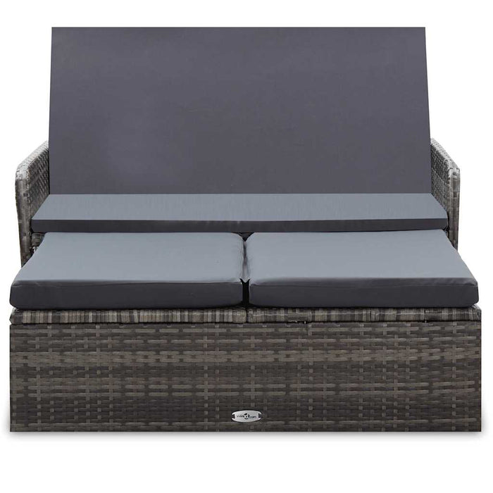 Set mobilier de grădină cu perne, 2 piese, gri, poliratan - WALTI WALTI