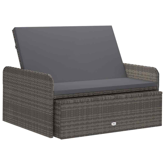 Set mobilier de grădină cu perne, 2 piese, gri, poliratan - WALTI WALTI