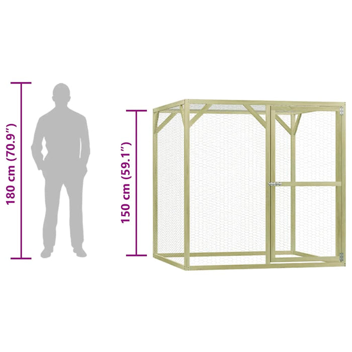 Coteț pentru păsări, 1,5 x 1,5 x 1,5 m, lemn de pin tratat WALTI