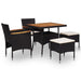 Set mobilier de exterior 5 piese, negru, poliratan, lemn acacia - WALTI WALTI