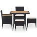 Set mobilier de exterior 5 piese, negru, poliratan, lemn acacia - WALTI WALTI