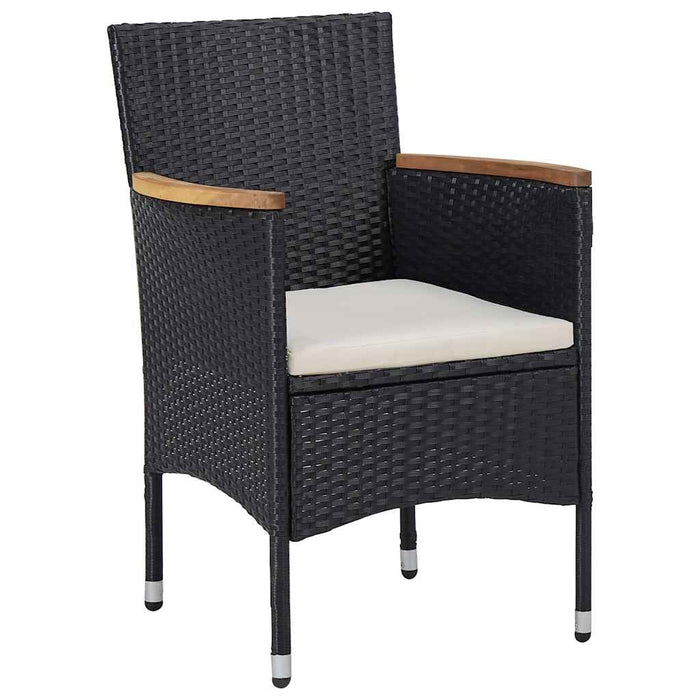 Set mobilier de exterior 5 piese, negru, poliratan, lemn acacia - WALTI WALTI