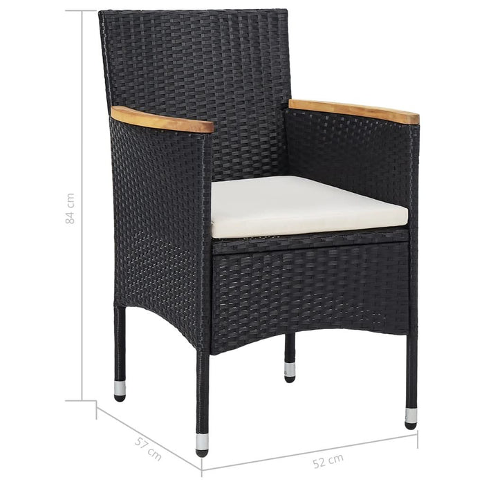 Set mobilier de exterior 5 piese, negru, poliratan, lemn acacia - WALTI WALTI