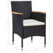 Set mobilier de exterior 5 piese, negru, poliratan, lemn acacia - WALTI WALTI