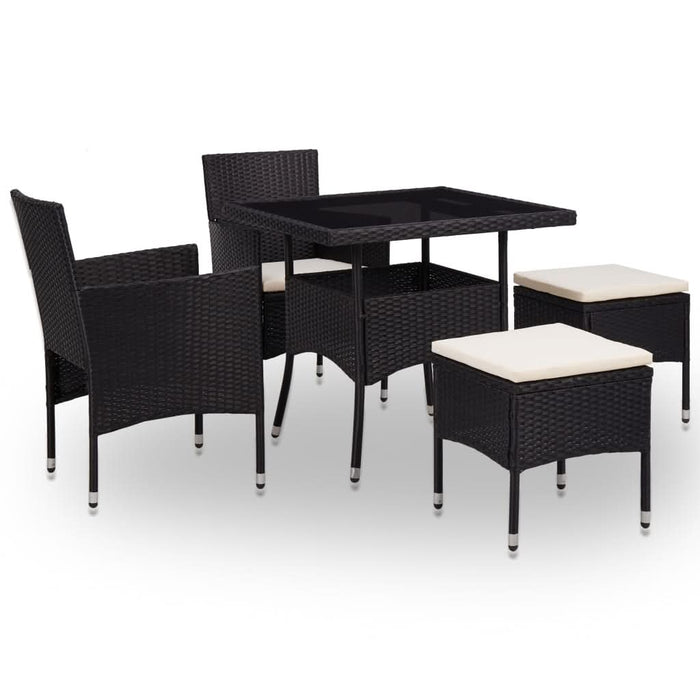 Set mobilier de exterior, 5 piese, negru, poliratan și sticlă - WALTI WALTI
