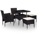 Set mobilier de exterior, 5 piese, negru, poliratan și sticlă - WALTI WALTI