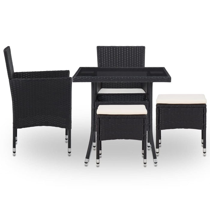 Set mobilier de exterior, 5 piese, negru, poliratan și sticlă - WALTI WALTI