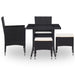 Set mobilier de exterior, 5 piese, negru, poliratan și sticlă - WALTI WALTI