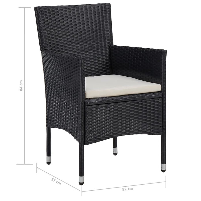 Set mobilier de exterior, 5 piese, negru, poliratan și sticlă - WALTI WALTI