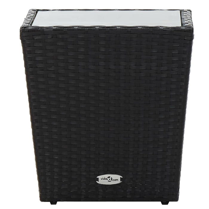 Masă de ceai negru 41,5x41,5x43 cm poliratan sticlă securizată WALTI