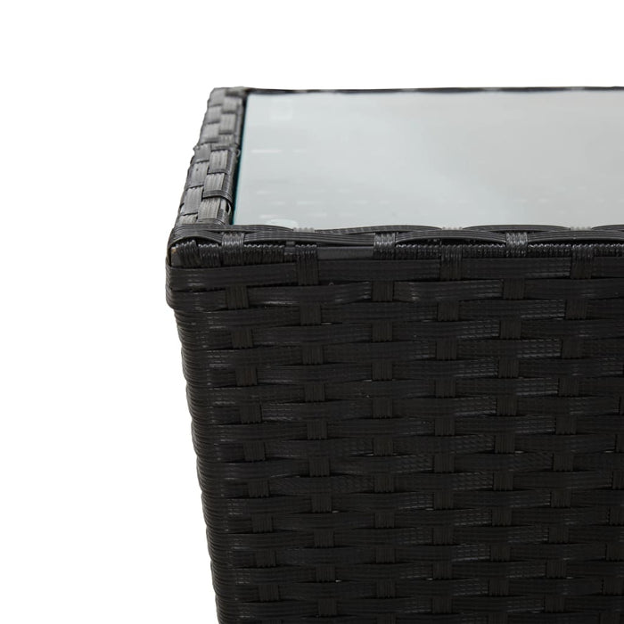 Masă de ceai negru 41,5x41,5x43 cm poliratan sticlă securizată WALTI