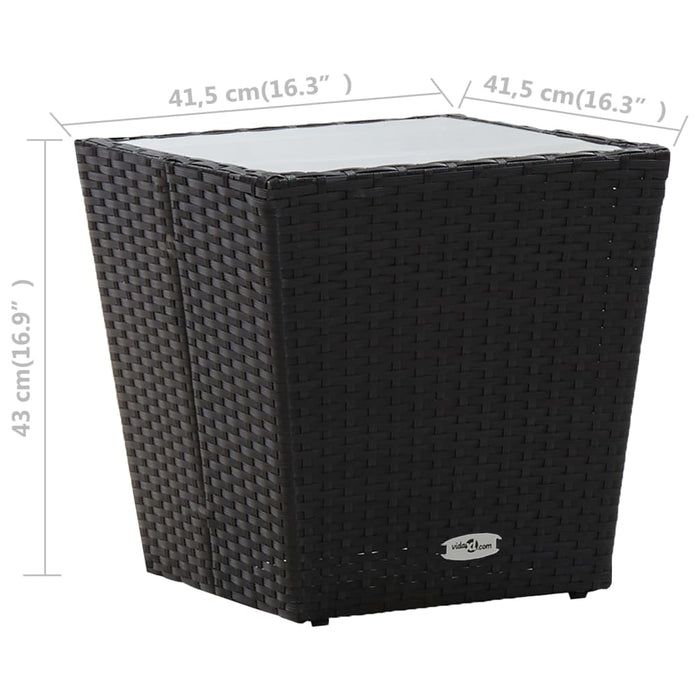 Masă de ceai negru 41,5x41,5x43 cm poliratan sticlă securizată WALTI