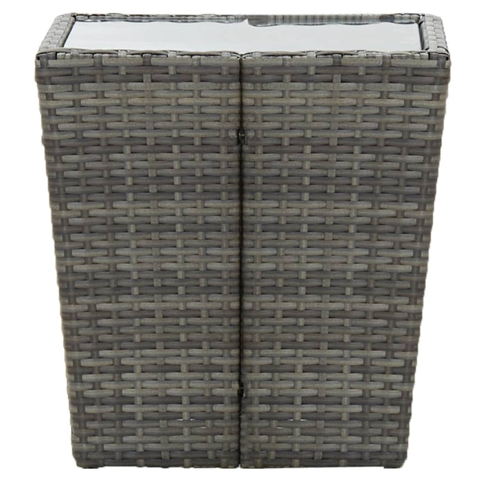 Masă de ceai gri 41,5x41,5x43 cm poliratan sticlă securizată - WALTI WALTI