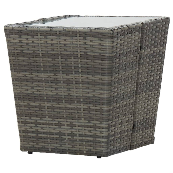 Masă de ceai gri 41,5x41,5x43 cm poliratan sticlă securizată - WALTI WALTI