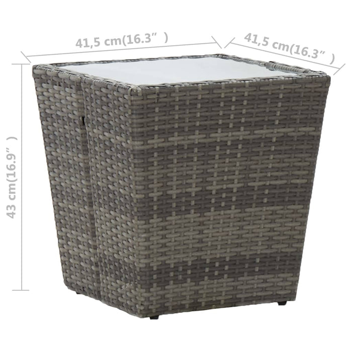 Masă de ceai gri 41,5x41,5x43 cm poliratan sticlă securizată - WALTI WALTI