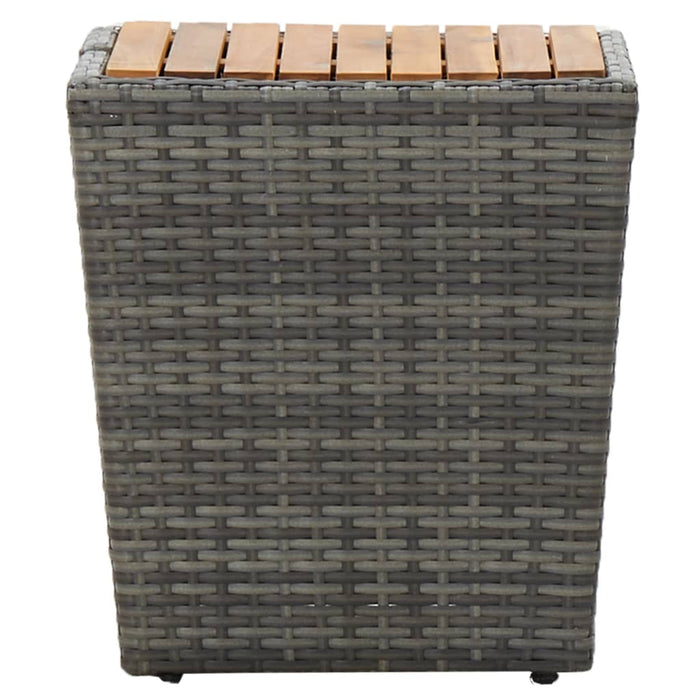 Masă de ceai gri 41,5x41,5x43 cm poliratan lemn masiv acacia - WALTI WALTI