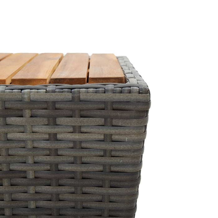 Masă de ceai gri 41,5x41,5x43 cm poliratan lemn masiv acacia - WALTI WALTI