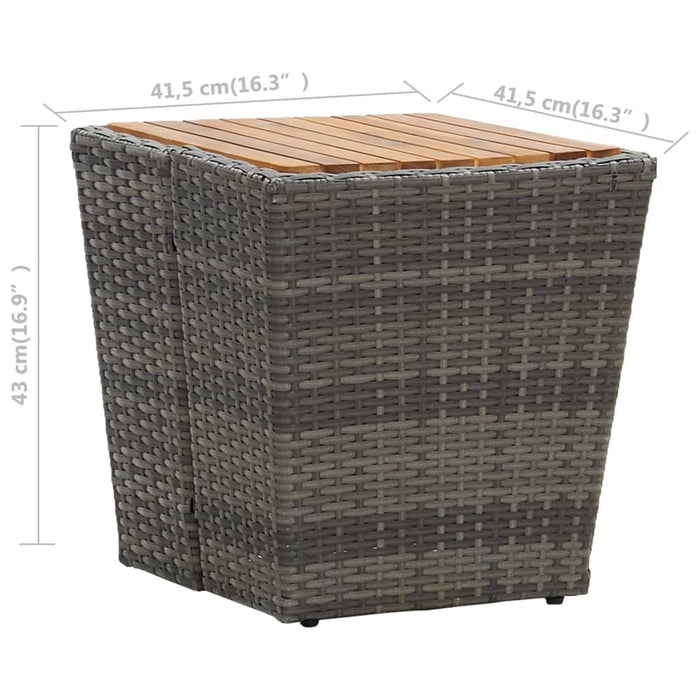 Masă de ceai gri 41,5x41,5x43 cm poliratan lemn masiv acacia - WALTI WALTI