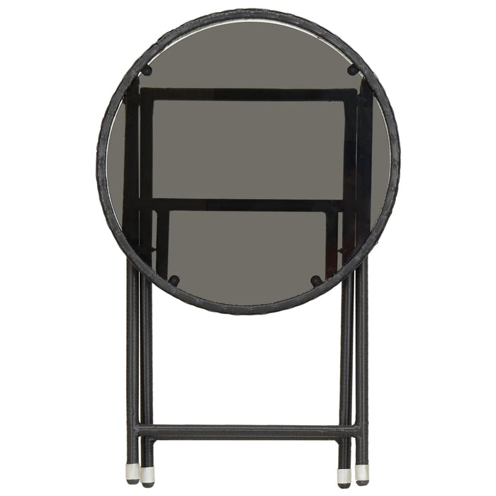 Masă de ceai negru 60 cm poliratan sticlă securizată WALTI
