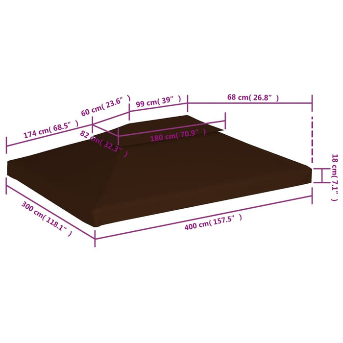 Acoperiș de pavilion, 2 niveluri, maro, 4x3 m, 310 g/m² WALTI