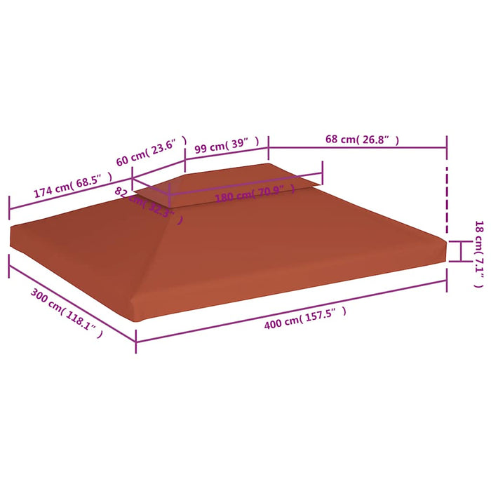 Acoperiș de pavilion, 2 niveluri, cărămiziu, 4x3 m, 310 g/m² - WALTI WALTI