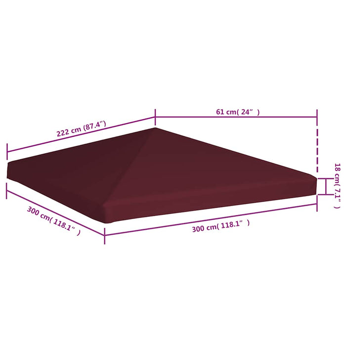 Acoperiș pentru pavilion, 310 g/m², roșu bordo, 3 x 3 m - WALTI WALTI