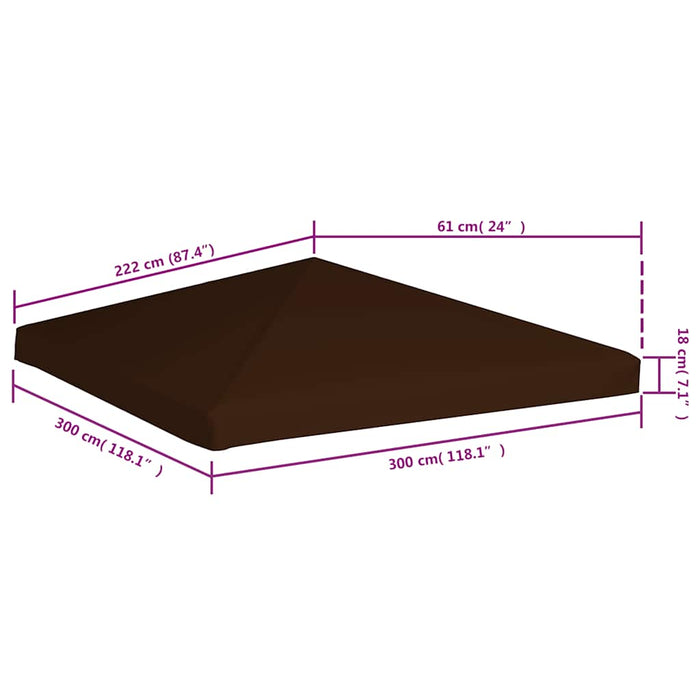 Acoperiș pentru pavilion, 3 x 3 m, maro, 310 g/m² - WALTI WALTI